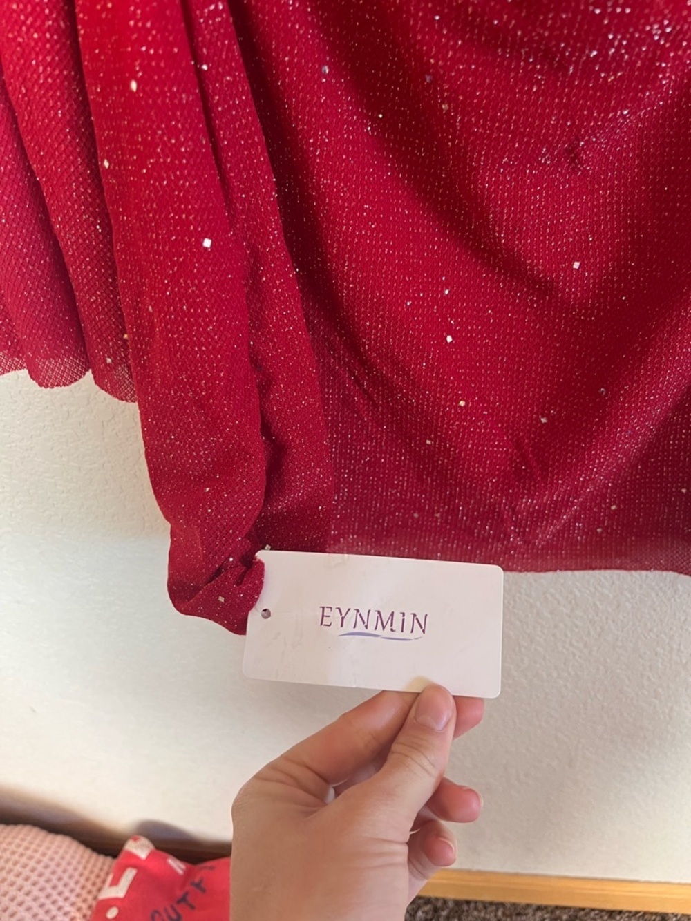 Women’s Sparkly Red Long-Sleeve Mini Dress with Open Back - Picture 9 of 12
